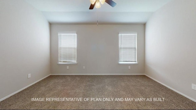 1690 Haidlyns Way, Sour Lake, TX 77659 - empty room featuring carpet floors, ceiling fan, plenty of natural light, and baseboards