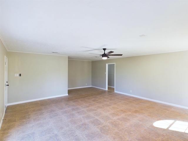 spare room featuring ceiling fan