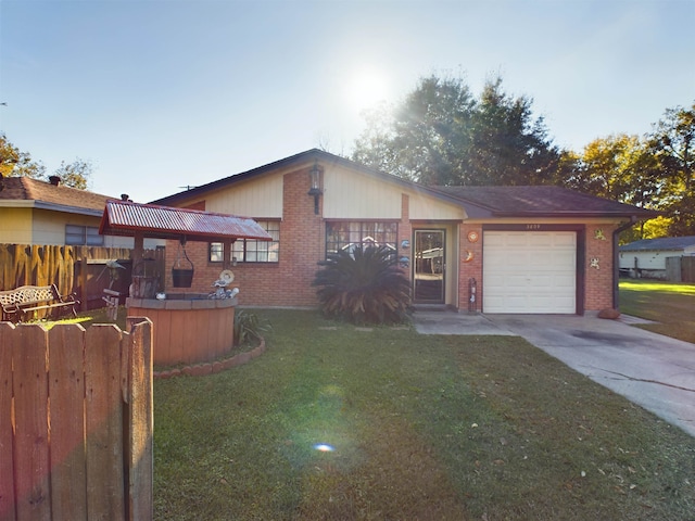 single story home with a front lawn and a garage