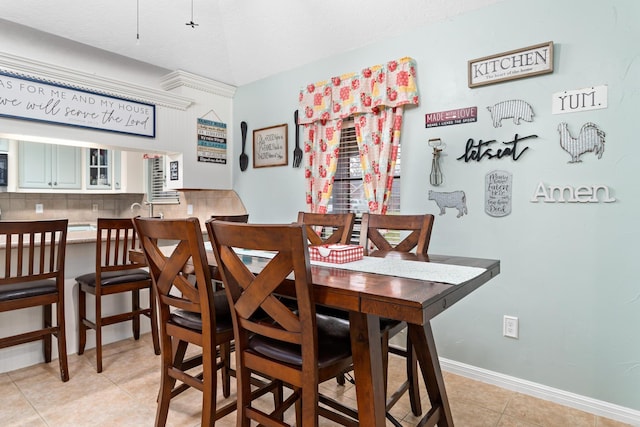 view of tiled dining space