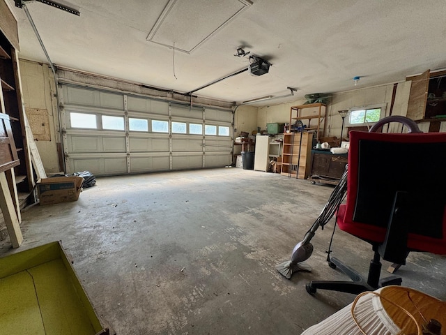 garage with a garage door opener