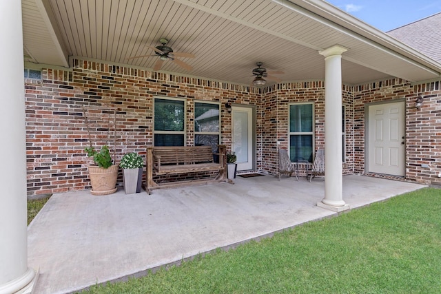 view of patio / terrace featuring a ceiling fan