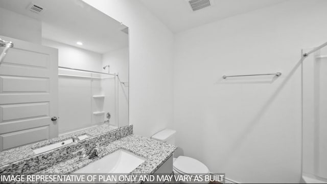 1670 Haidlyns Way, Sour Lake, TX 77659 - bathroom with vanity, toilet, shower / tub combination, and recessed lighting