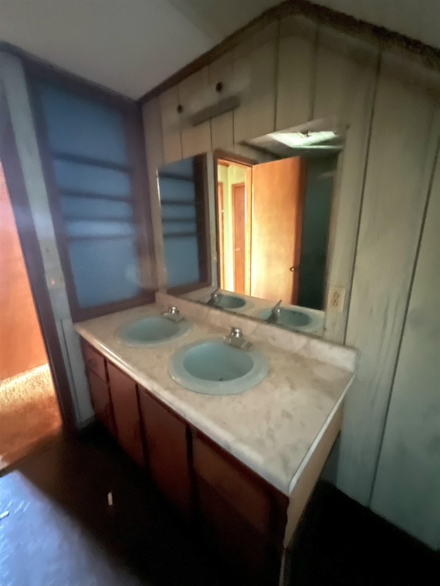 bathroom featuring a sink and double vanity