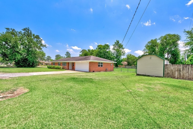 view of yard featuring a garage