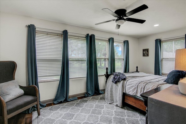 2999 59th St, Port Arthur, TX 77640 - bedroom with recessed lighting, wood finished floors, baseboards, and a ceiling fan