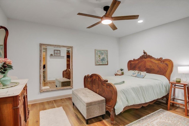2999 59th St, Port Arthur, TX 77640 - bedroom with recessed lighting, light wood-style floors, and a ceiling fan