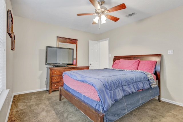 bedroom with carpet and ceiling fan