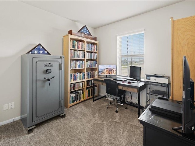 office space featuring carpet floors and baseboards