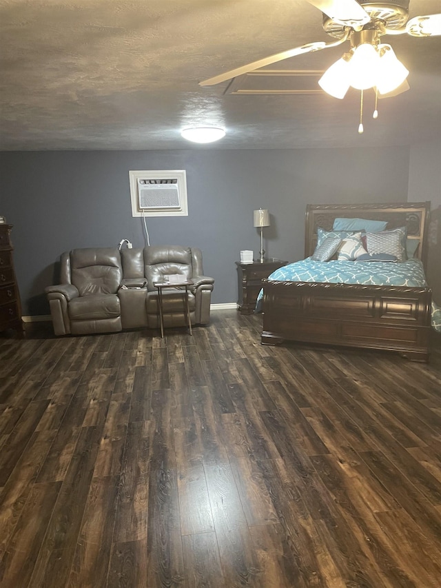 748 Queens Ct, Port Arthur, TX 77642 - bedroom featuring hardwood / wood-style flooring, a wall unit AC, and ceiling fan