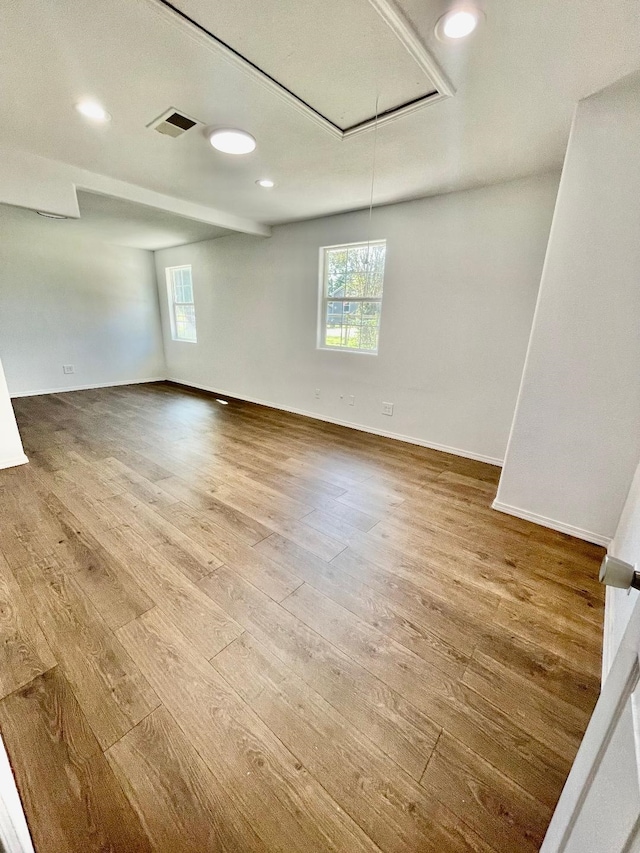 empty room featuring a healthy amount of sunlight and wood-type flooring