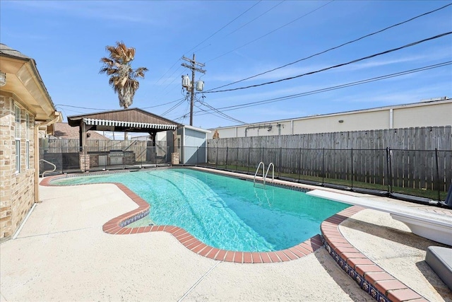 view of pool featuring a gazebo and a patio area