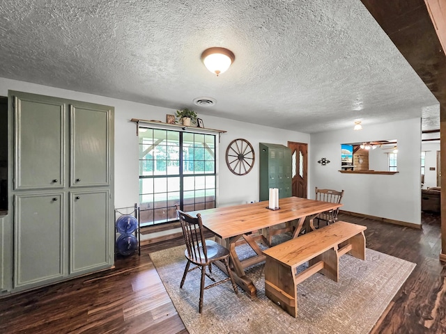 9378 Cocklebur Loop, Silsbee, TX 77656 - dining space featuring dark wood-style flooring and a textured ceiling
