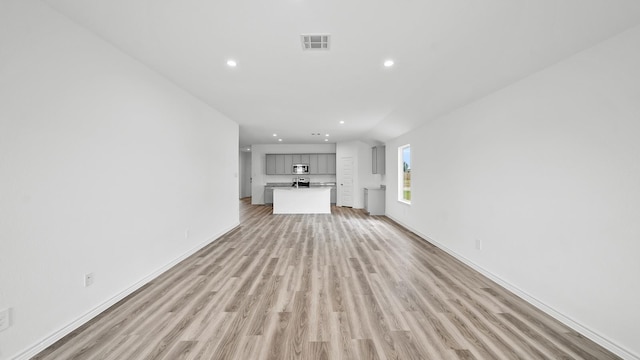 unfurnished living room featuring light hardwood / wood-style flooring