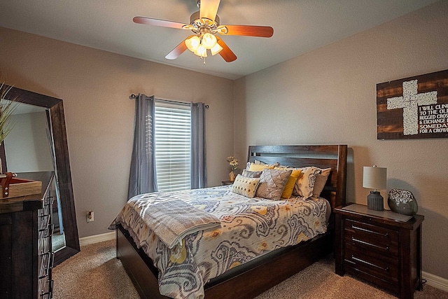 bedroom with carpet and ceiling fan