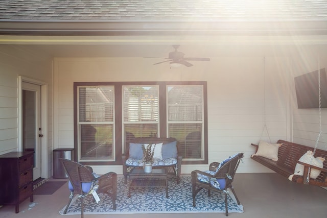 view of patio with ceiling fan