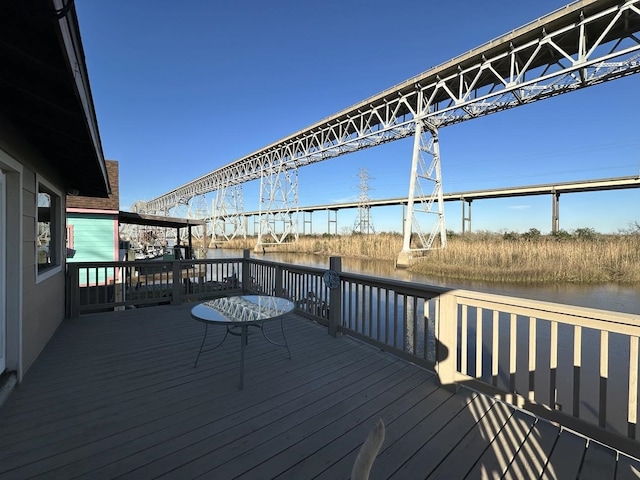 deck with a water view