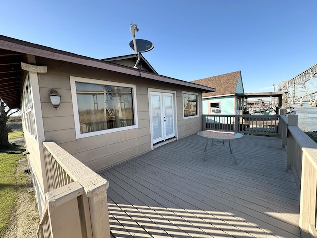 wooden deck with french doors