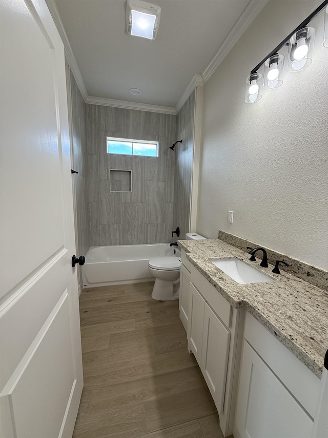 7735 Windcastle Dr, Beaumont, TX 77713 - full bath with vanity, shower / bath combination, and crown molding