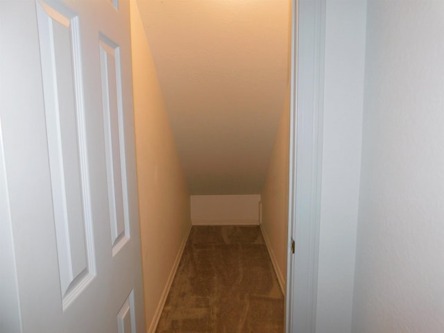 6340 Capitol St, Groves, TX 77619 - hallway with dark carpet and vaulted ceiling