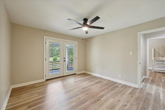 102 Timbercreek Dr, Lumberton, TX 77657 - unfurnished room with french doors, light wood-type flooring, and a ceiling fan