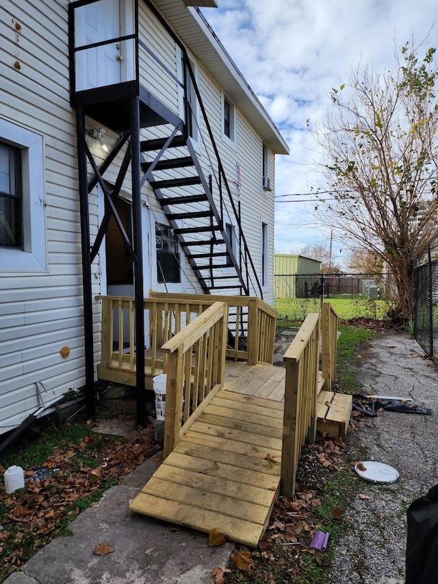 exterior space featuring a wooden deck