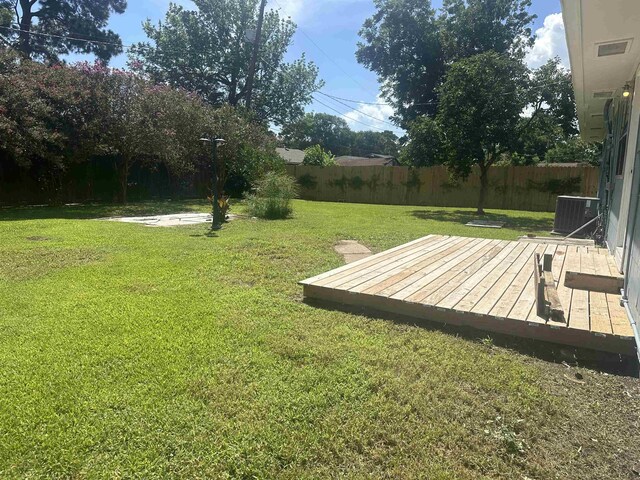 2938 Graves Ave, Groves, TX 77619 - fenced backyard featuring a wooden deck