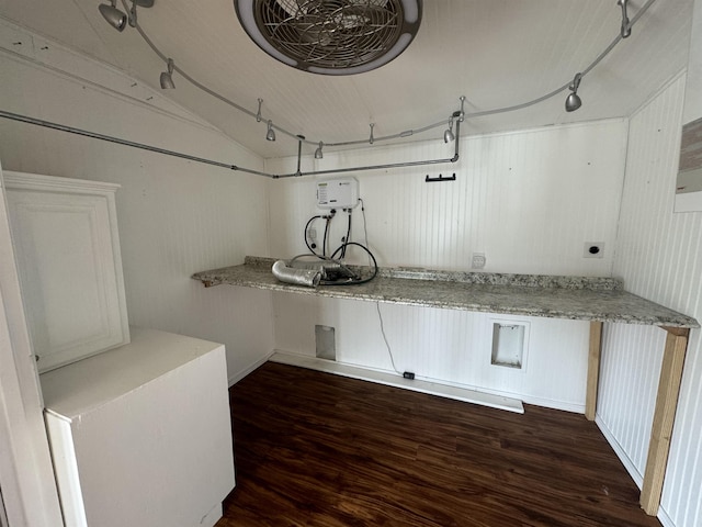 laundry area with hookup for an electric dryer, dark wood-style flooring, and washer hookup