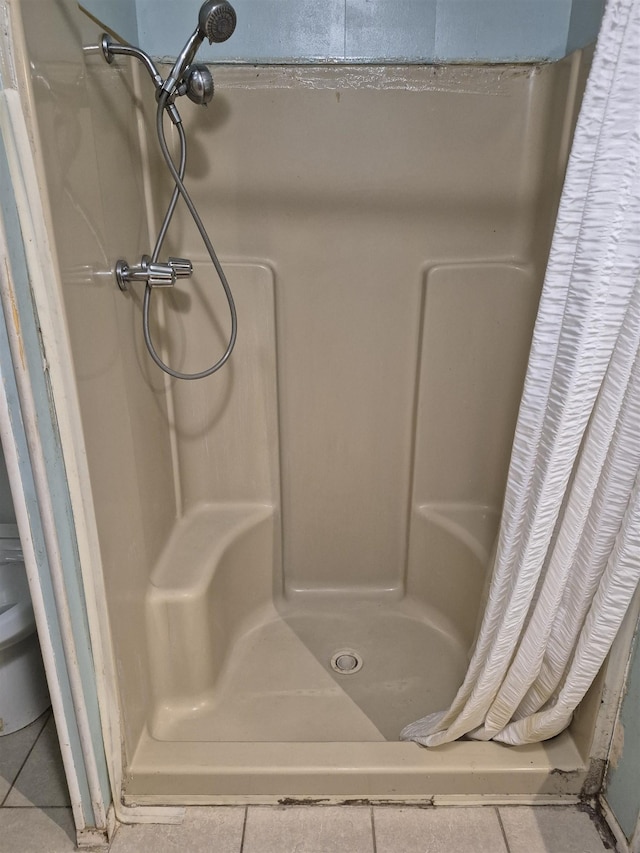 bathroom featuring a shower with shower curtain