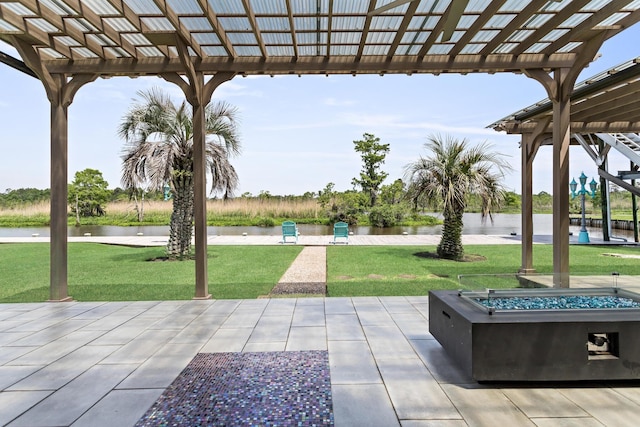 200 Skylark Ave, Bridge City, TX 77611 - view of patio featuring a pergola and a water view