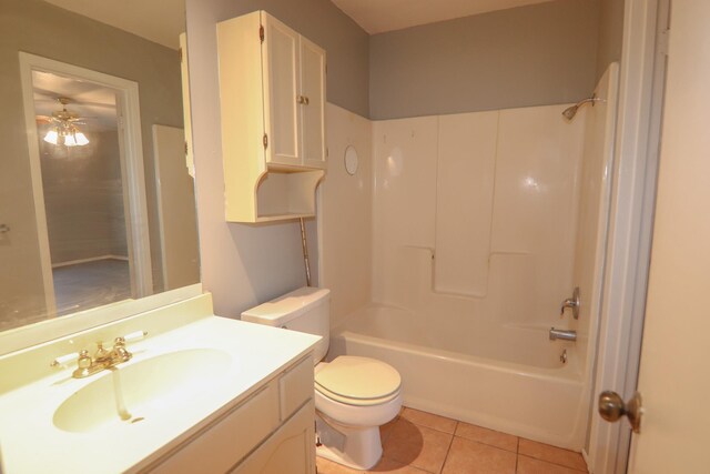 8720 Glen Mdw, Beaumont, TX 77706 - bathroom with vanity, toilet, tile patterned floors, a ceiling fan, and bathing tub / shower combination