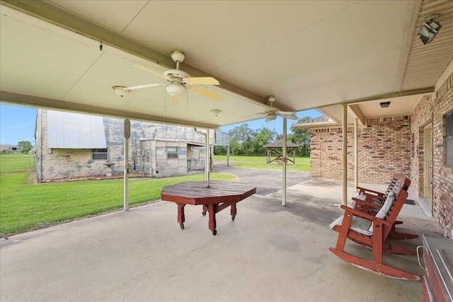 7385 Fannett Rd, Beaumont, TX 77705 - view of patio with a ceiling fan and a gazebo