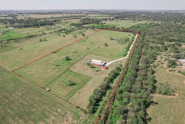 drone / aerial view featuring a rural view