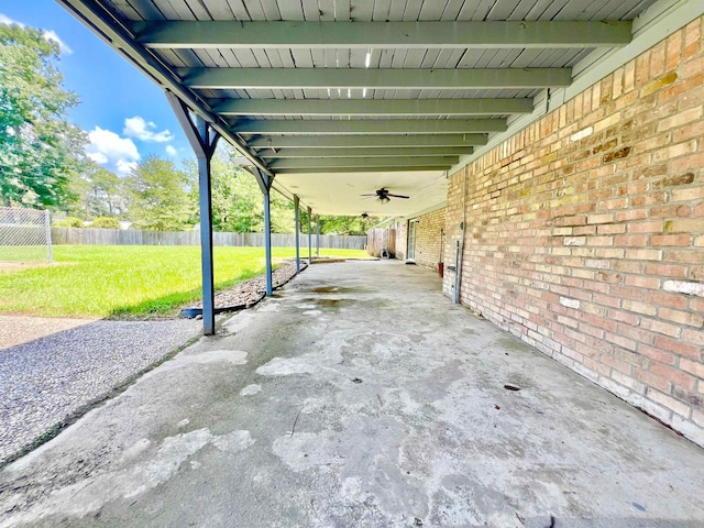 view of patio with ceiling fan