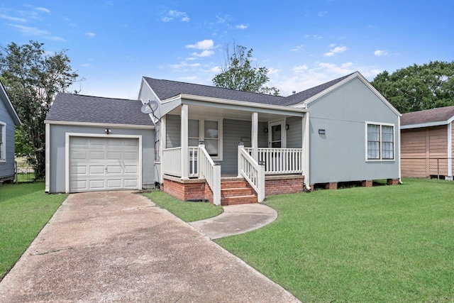 3140 S Drive Drive, Groves, TX 77619 - ranch-style house with a porch, driveway, a front lawn, and a garage