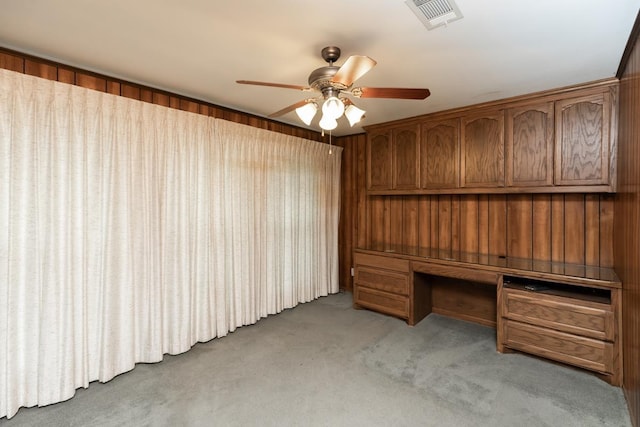 190 Magnolia Trl, Lumberton, TX 77657 - unfurnished office with built in study area, a ceiling fan, and carpet flooring