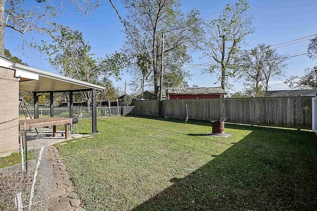 view of yard with a fenced backyard