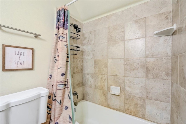 full bathroom with toilet and shower / tub combo