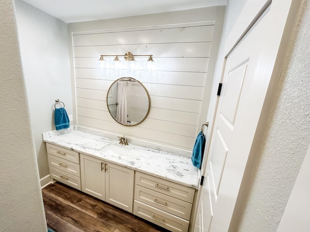 4885 Silver Leaf Dr, Orange, TX 77630 - bathroom featuring wood finished floors and vanity