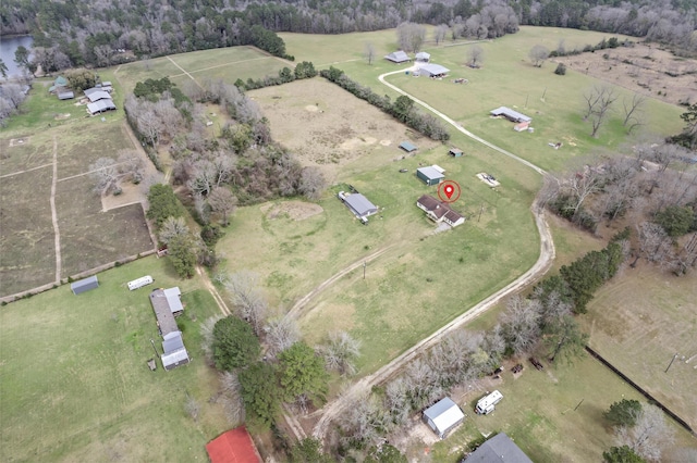 aerial view featuring a rural view