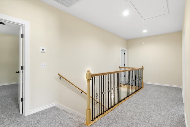 103 Ned, Lumberton, TX 77657 - stairs featuring attic access, carpet flooring, and recessed lighting