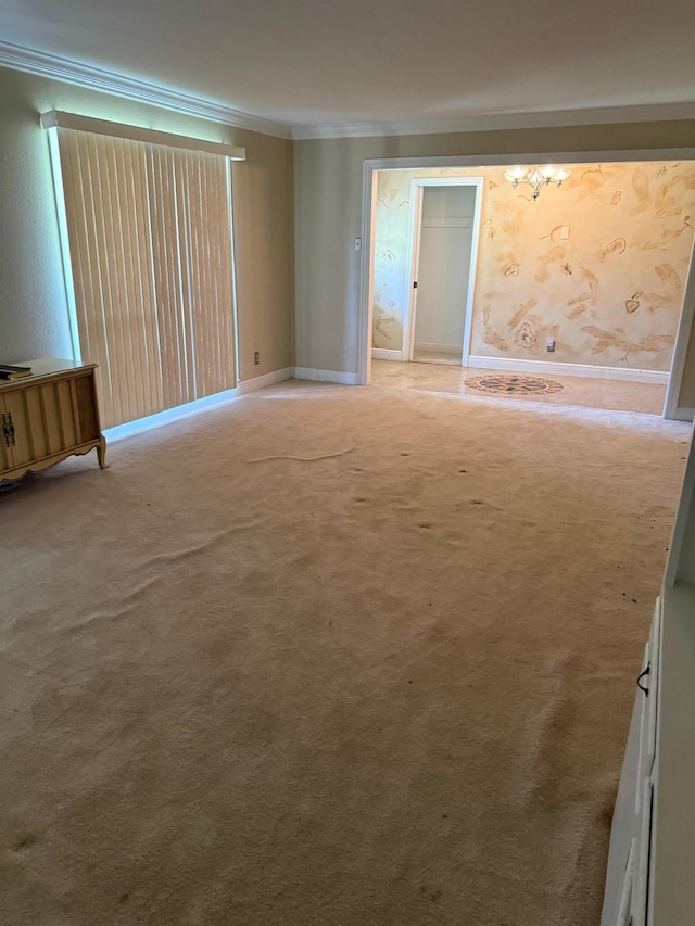 2328 Briarcliff Dr, Beaumont, TX 77706 - spare room with ornamental molding, light carpet, and baseboards