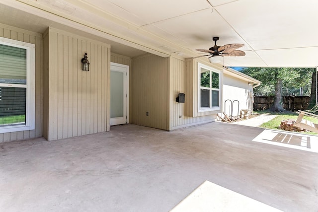 view of patio / terrace with ceiling fan