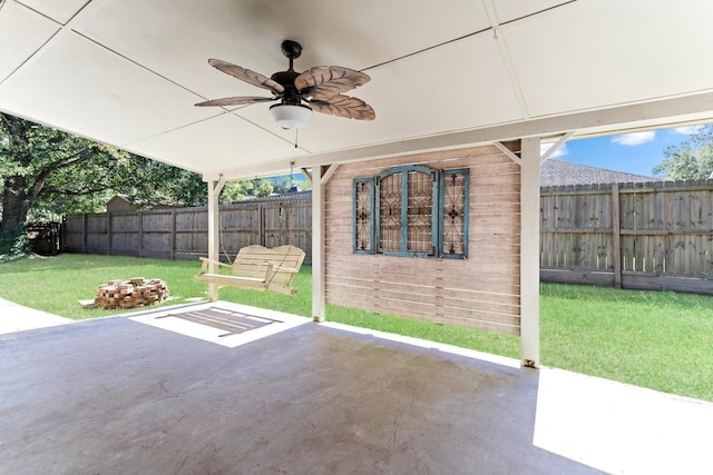 view of patio / terrace featuring ceiling fan