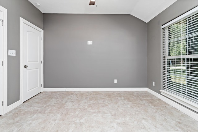 12715 Koawood Ln, Beaumont, TX 77713 - unfurnished room with lofted ceiling, ceiling fan, and a smoke detector