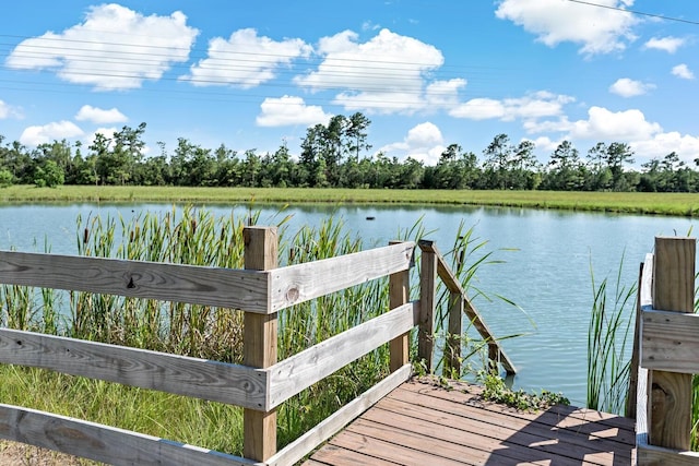 dock area featuring a water view