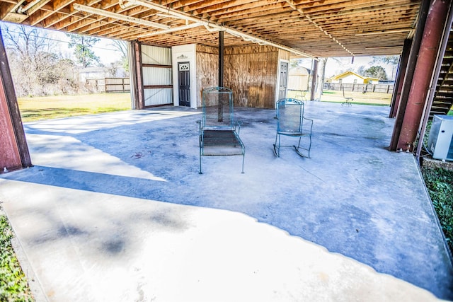 view of patio featuring an outdoor structure