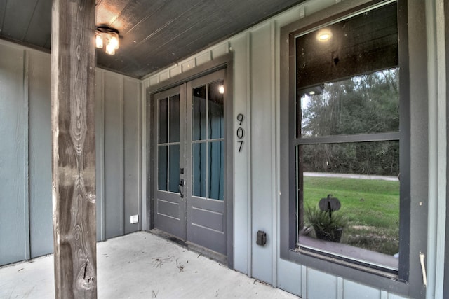 entrance to property featuring french doors