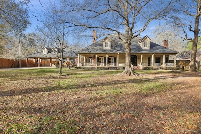 cape cod house featuring a front yard and a porch