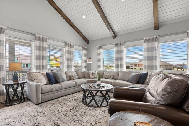 109 Ocean View Dr, Crystal Beach, TX 77650 - living area with high vaulted ceiling and beamed ceiling